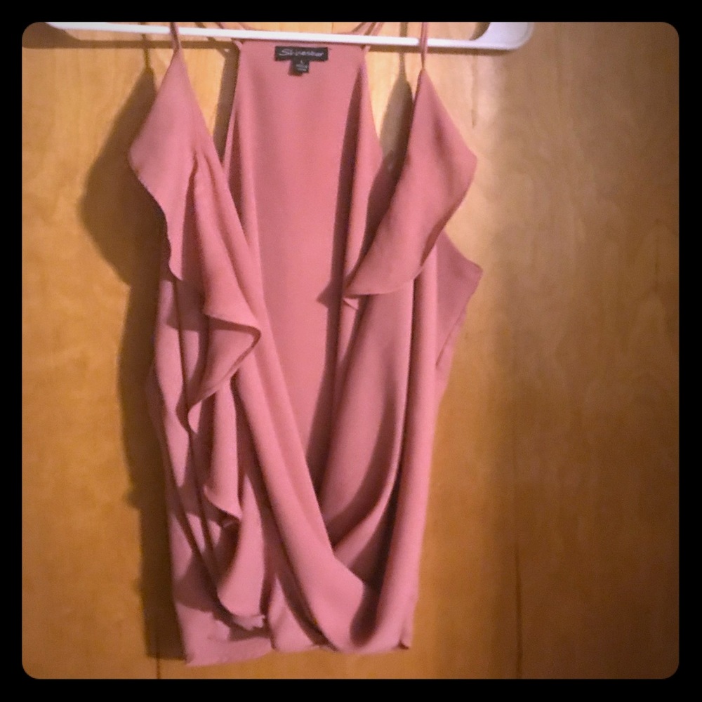 Blush ruffle tank